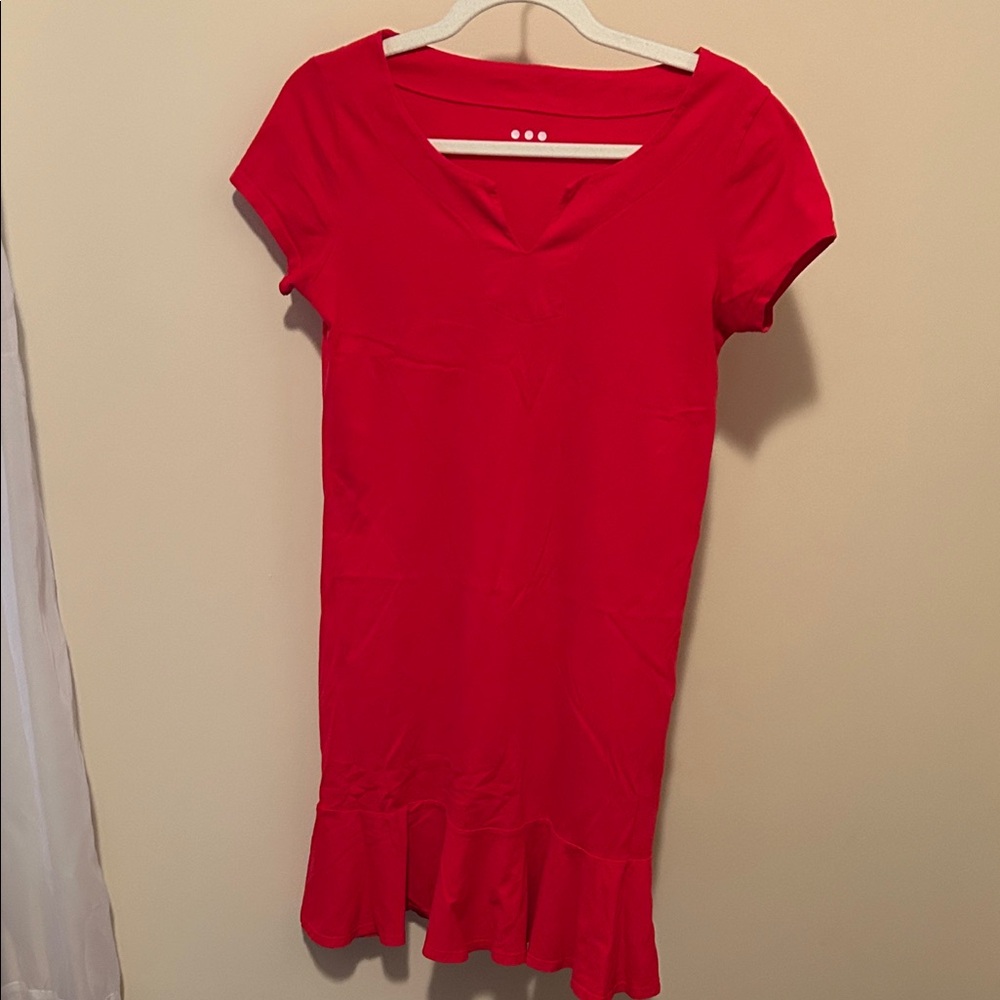 Three Dots- Red Ruffle Hem t-shirt Dress- Bought at Bloomingdale’s